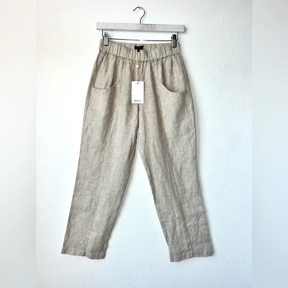 NWT Quince 100% European Linen Tapered Ankle Pants Flax Beach Vacation Resort XS